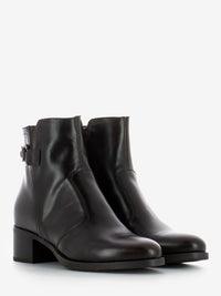 Manolete dark brown buckle ankle boots