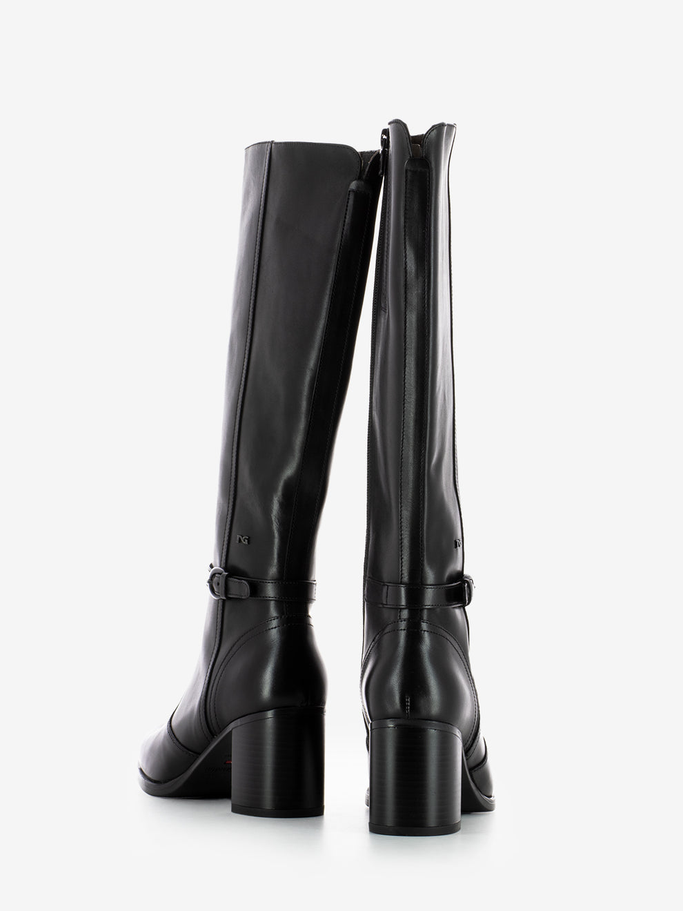 Stivali in pelle con cinturino nero