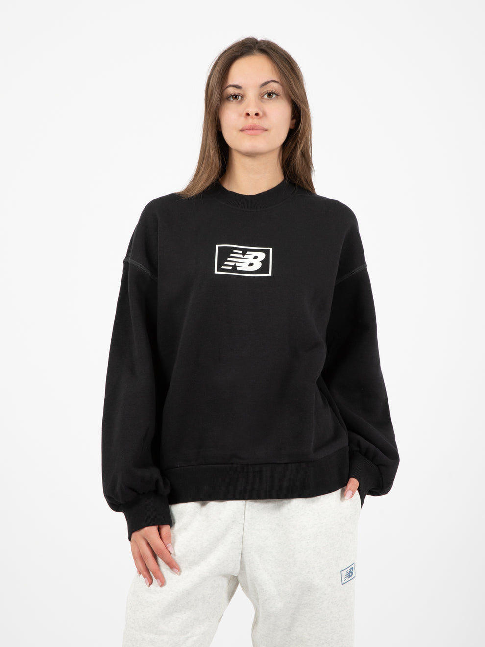 Essentials Americana brushed back fleece crew black