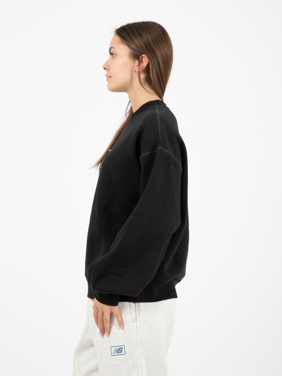 Essentials Americana brushed back fleece crew black