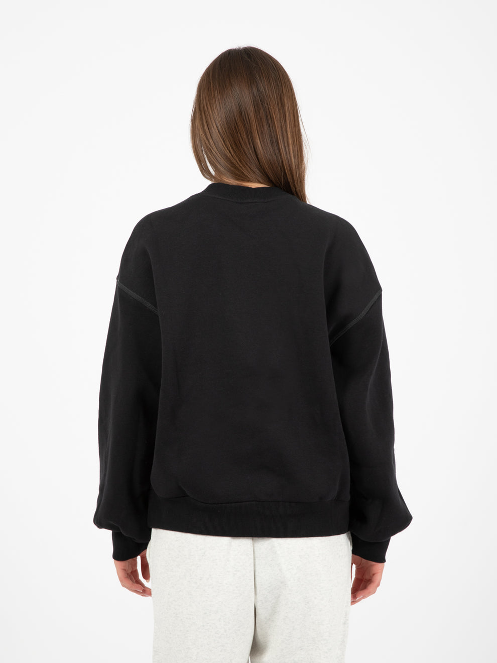 Essentials Americana brushed back fleece crew black