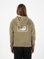 NEW BALANCE - Essentials Americana Brushed Back Fleece Hoodie green