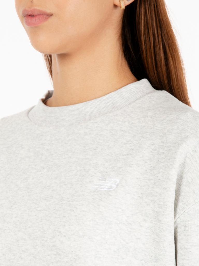 NEW BALANCE - Felpa crew neck essentials fleece ash heather