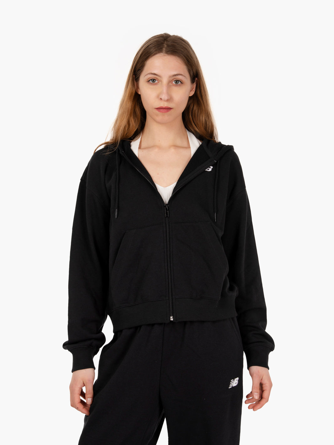 Felpa hoodie french terry full zip black