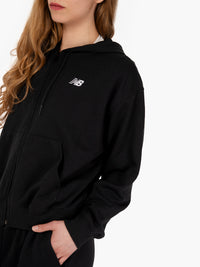 Black french terry full zip hoodie sweatshirt