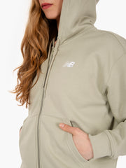 NEW BALANCE - Felpa sport essentials full zip olivine