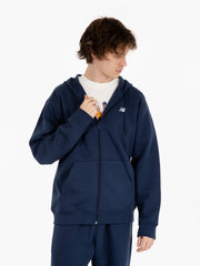 NEW BALANCE - Felpa Sport Essentials logo fleece blu navy