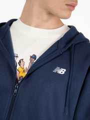 NEW BALANCE - Felpa Sport Essentials logo fleece blu navy