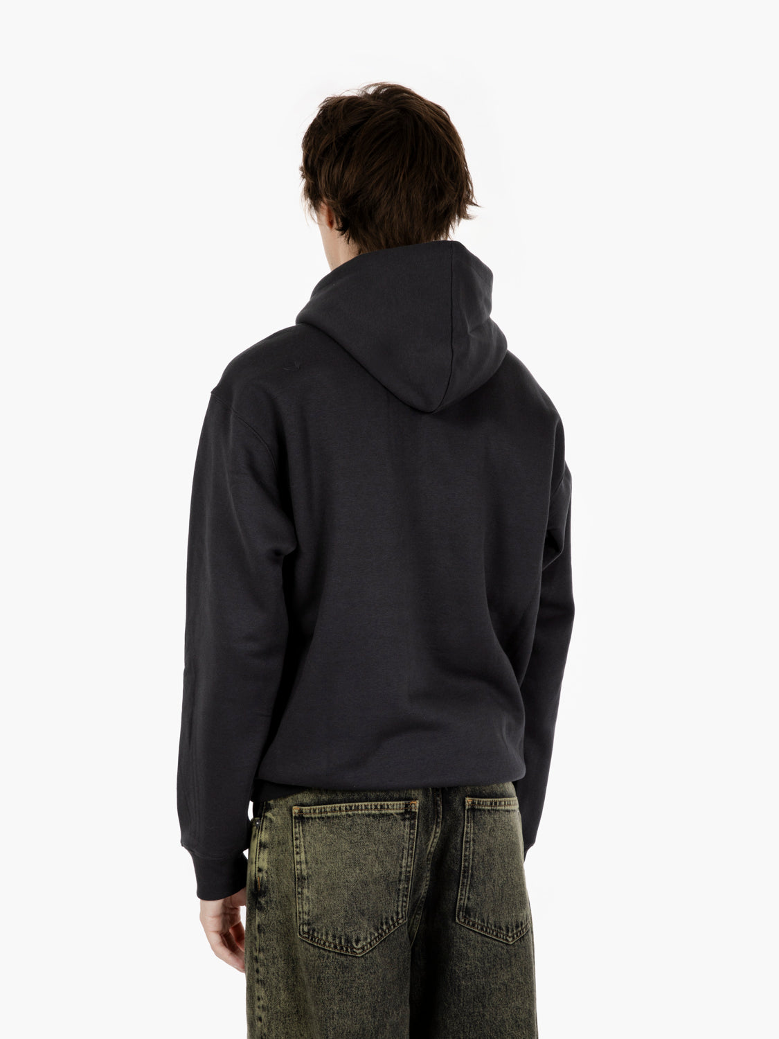 Linear graphic fleece hoodie black