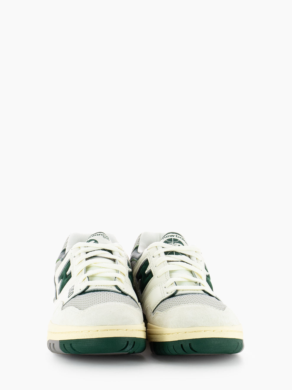 Tier 2 leather textile sneakers off white / green