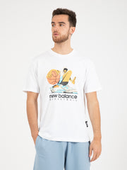 NEW BALANCE - T-shirt Hoops cotton jersey white