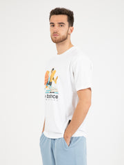 NEW BALANCE - T-shirt Hoops cotton jersey white