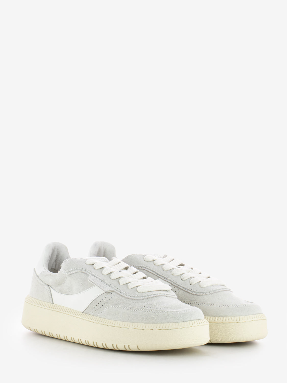 White suede and leather sneakers