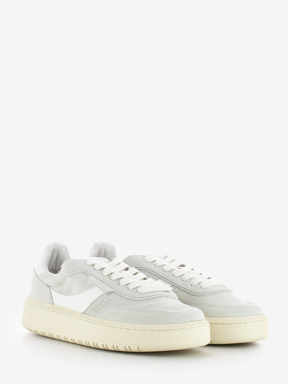 White suede and leather sneakers