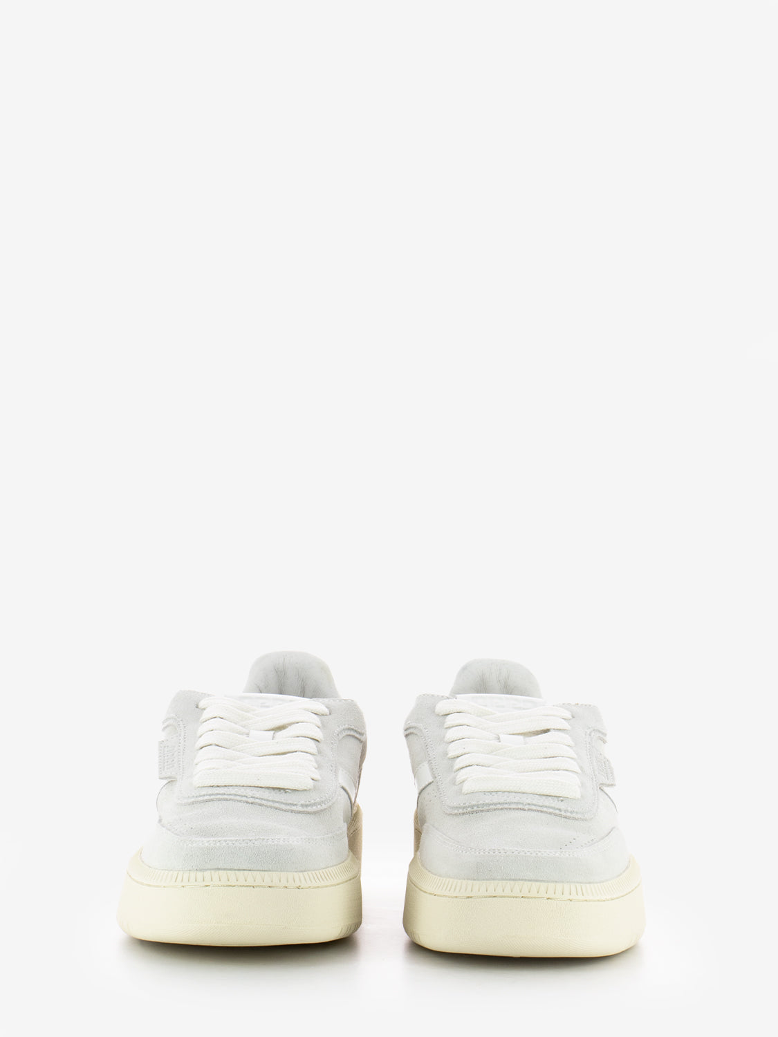 White suede and leather sneakers