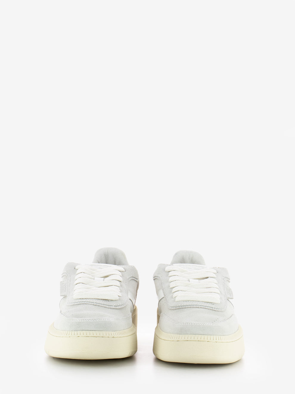 White suede and leather sneakers