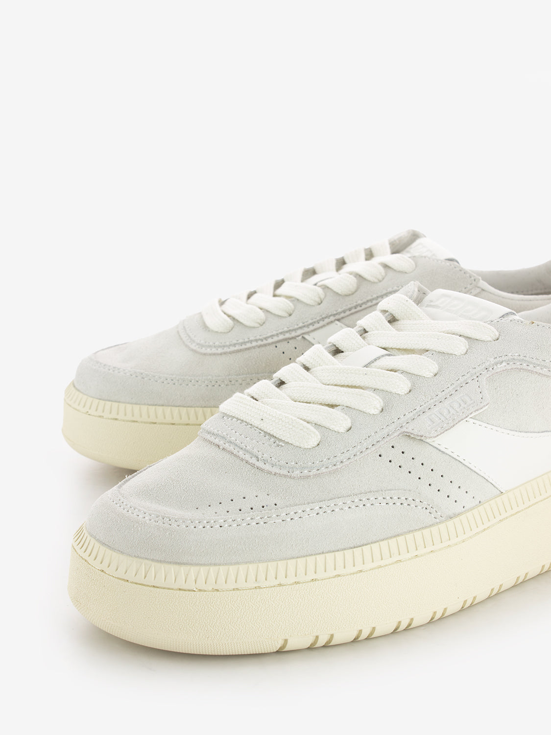 White suede and leather sneakers