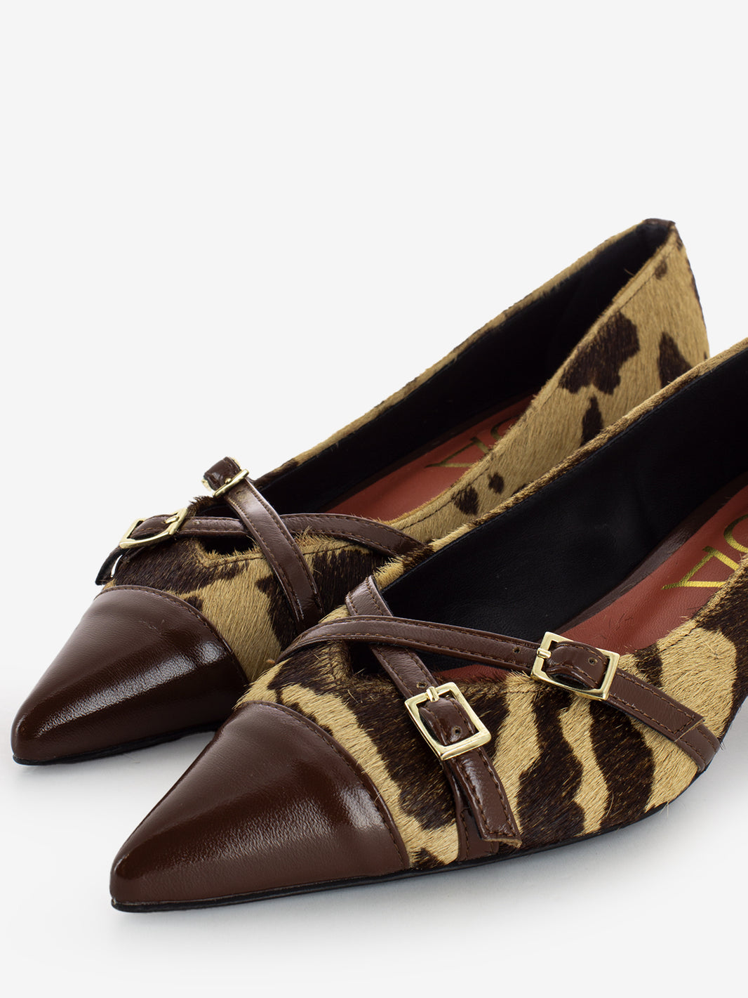 Décolleté in cavallino mucca / beige