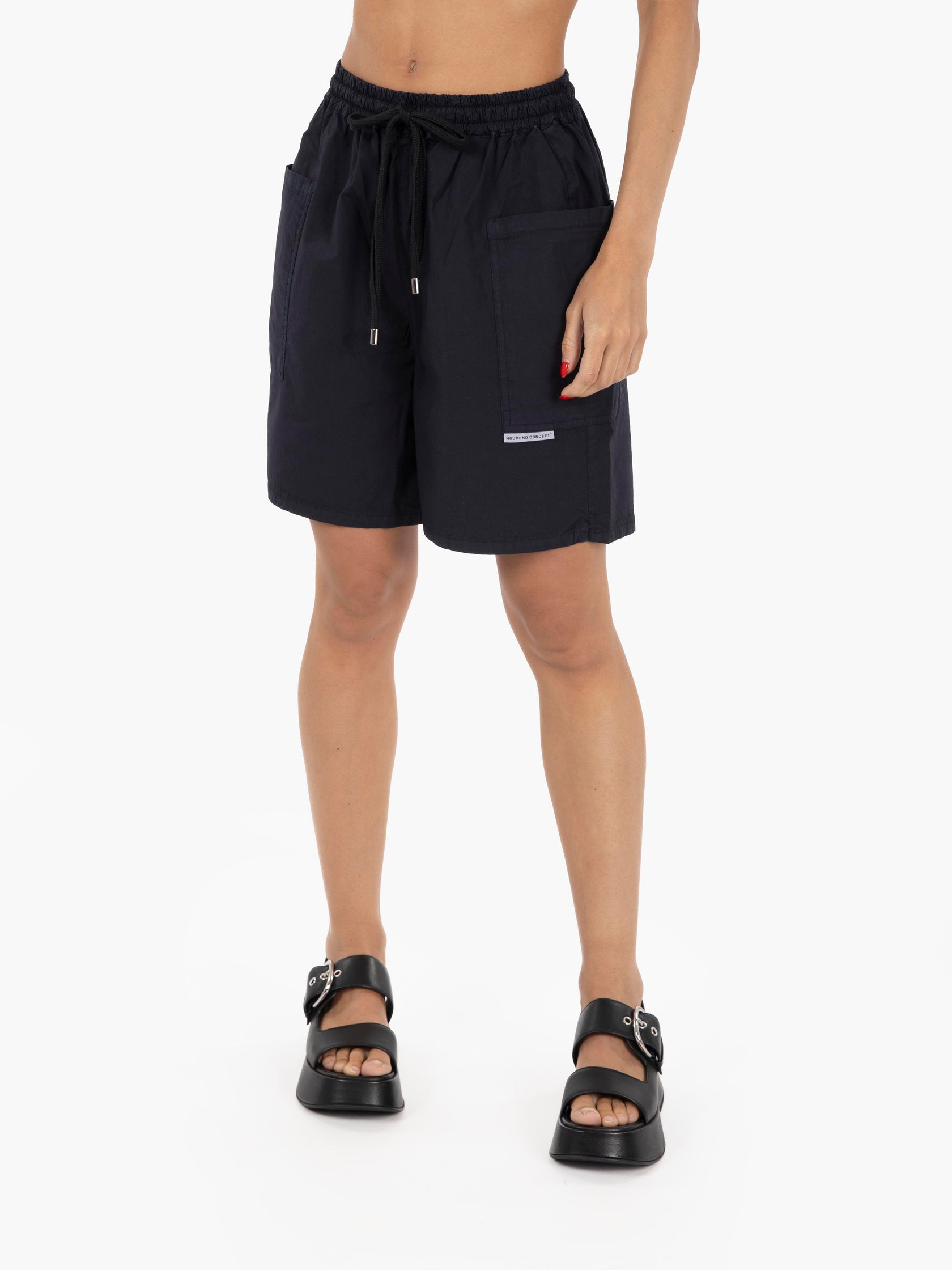 Bermuda punto smock con coulisse blu scuro