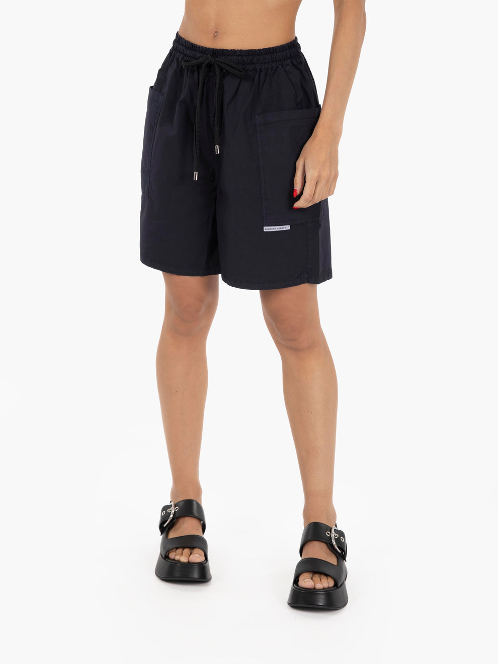 Bermuda punto smock con coulisse blu scuro