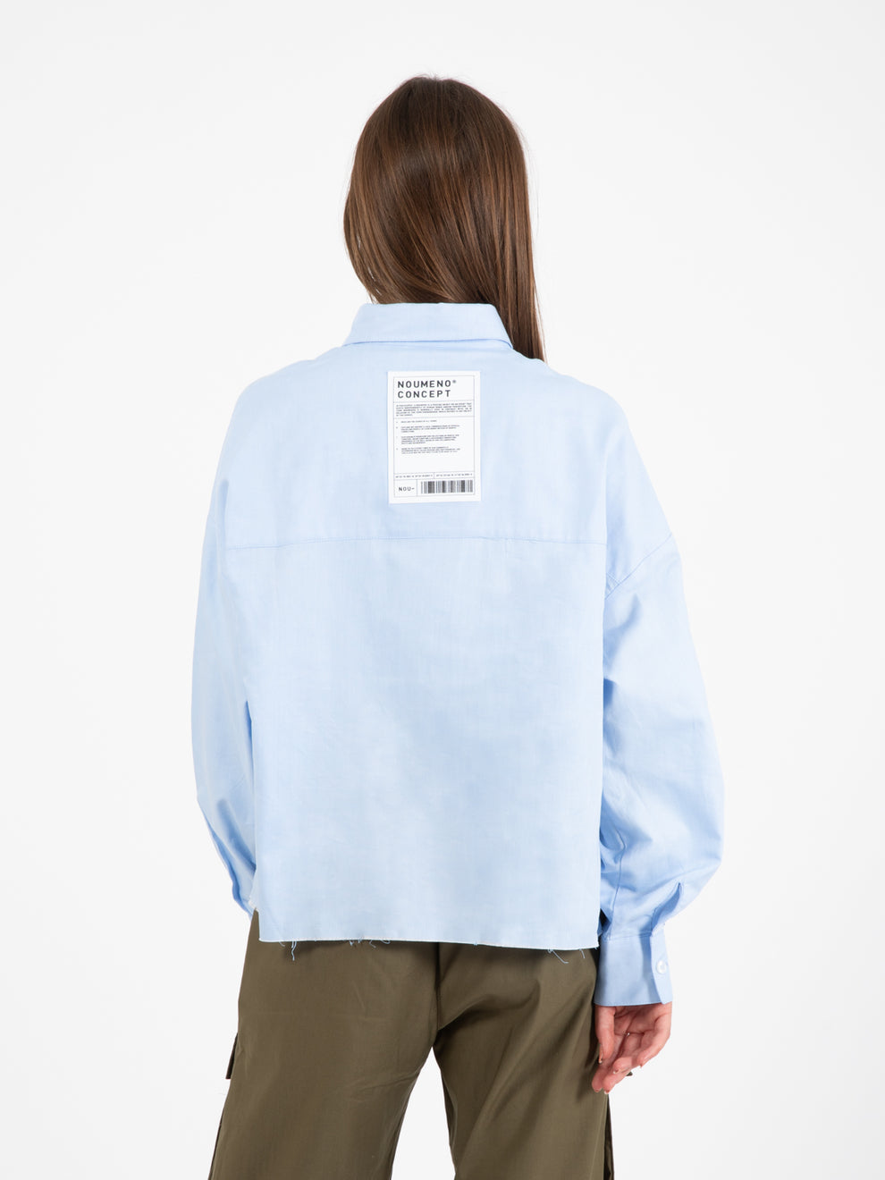 Camicia crop top oxford azzurro
