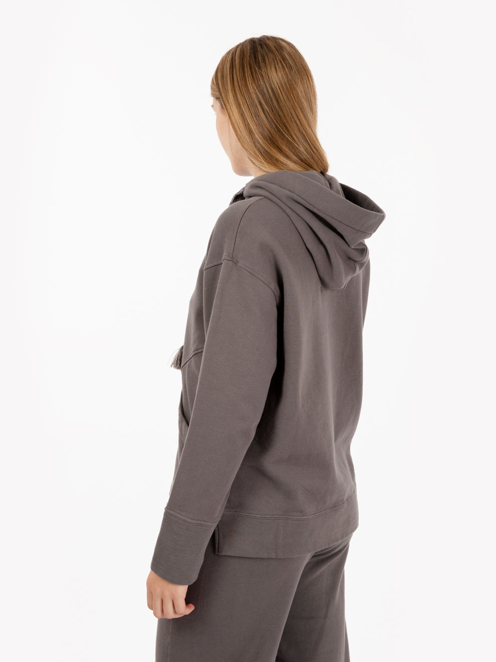 Grey maxi drawstring hoodie