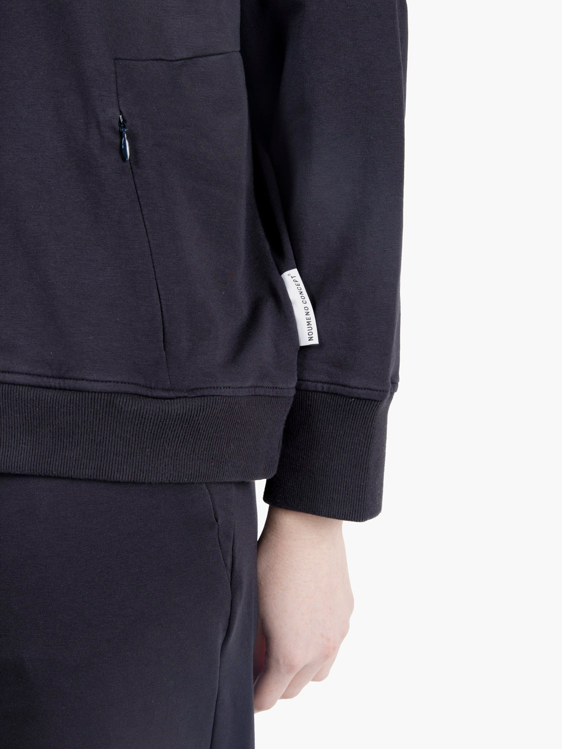 Felpa hooded full zip con tasche blu