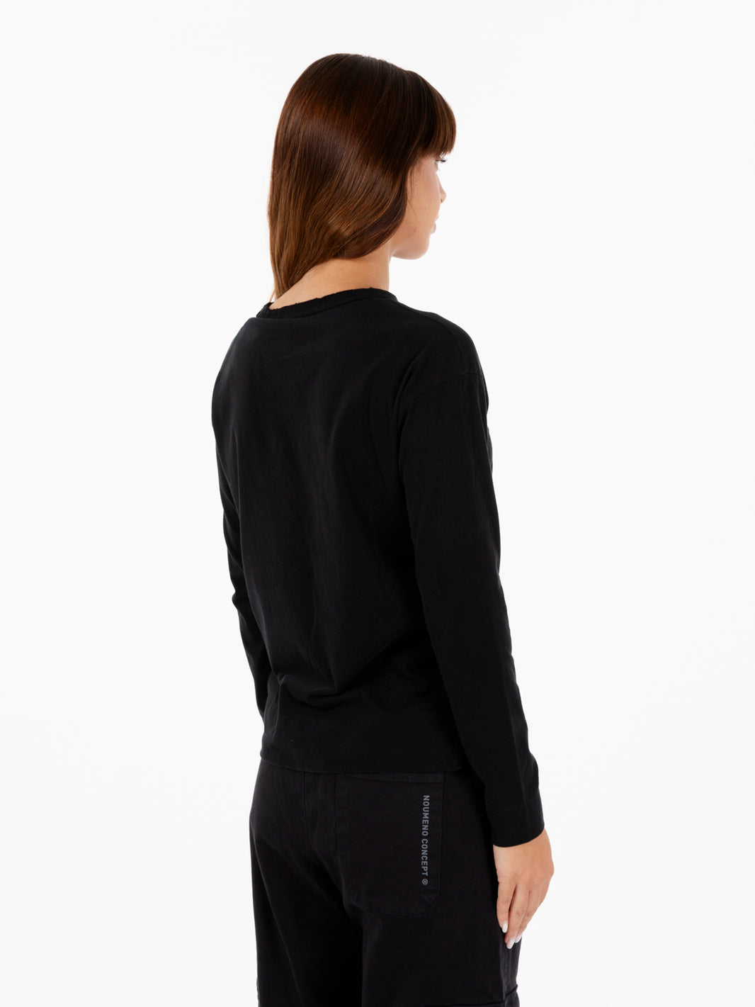 Maglia a maniche lunghe con spacchi laterali nera