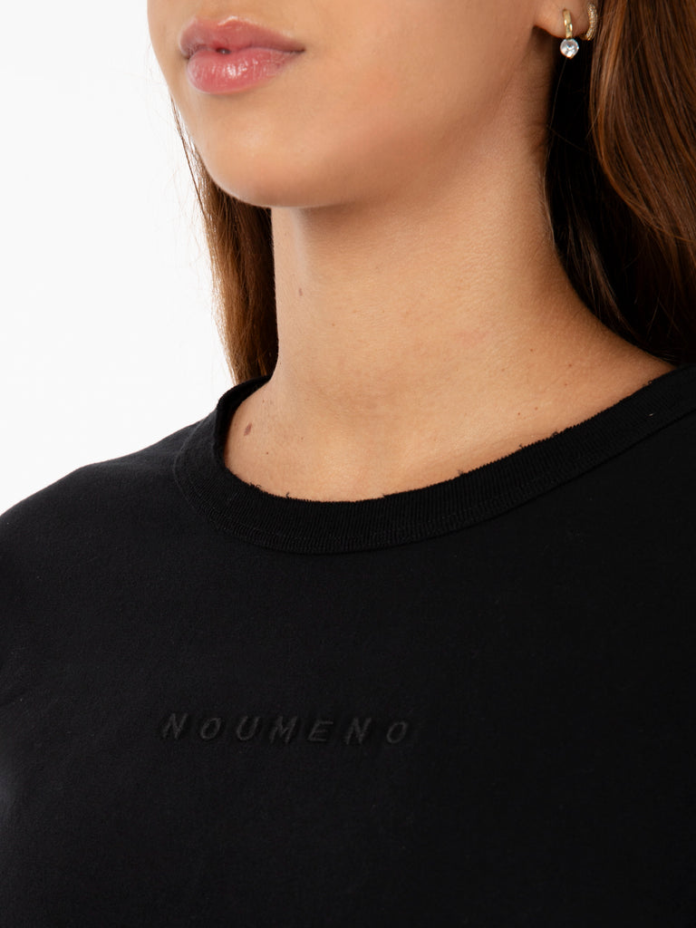 NOU-NOUMENO CONCEPT - Maglia a maniche lunghe con spacchi laterali nera