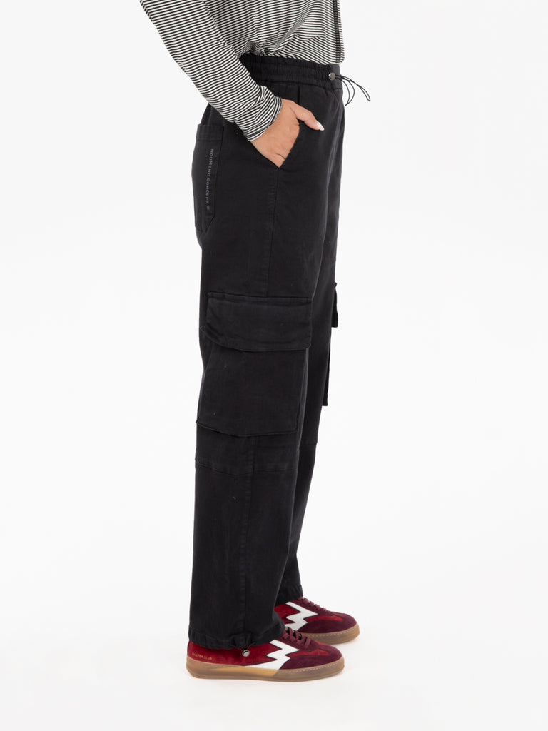 NOU-NOUMENO CONCEPT - Pantaloni cargo con coulisse neri