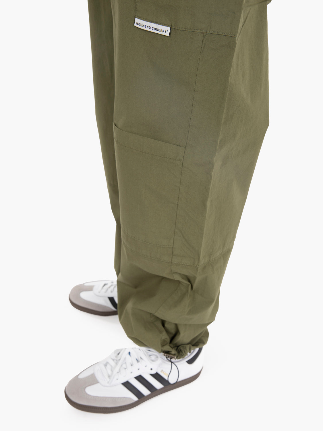 Green elastic bottom cargo pants