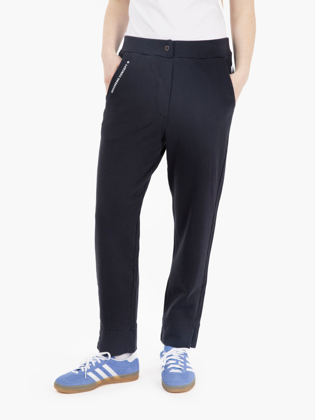 Pantaloni con spacco sul fondo blu