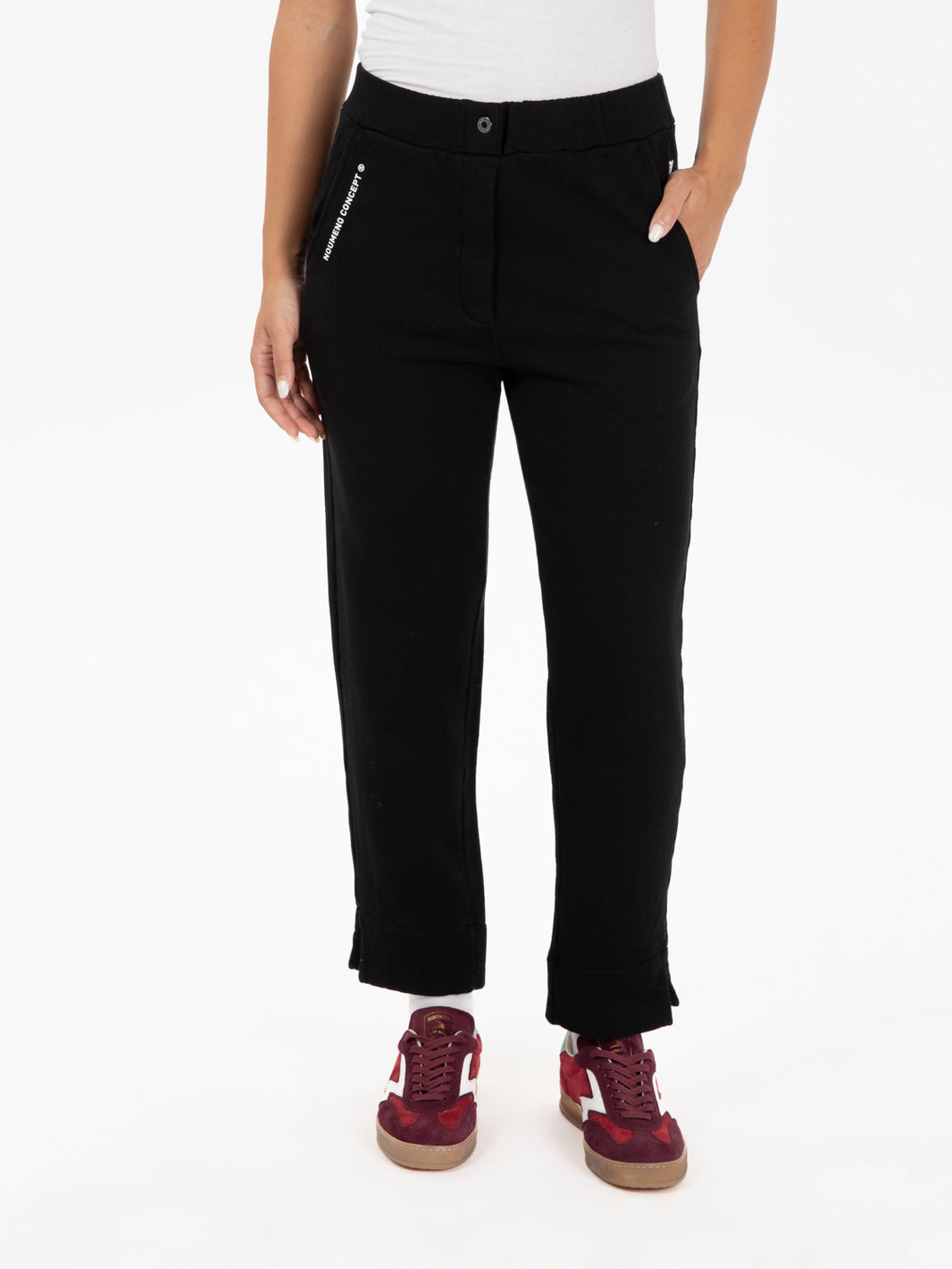 Pantaloni in felpa slim fit con spacco neri
