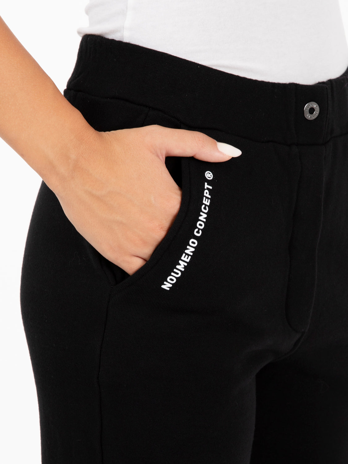 Pantaloni in felpa slim fit con spacco neri