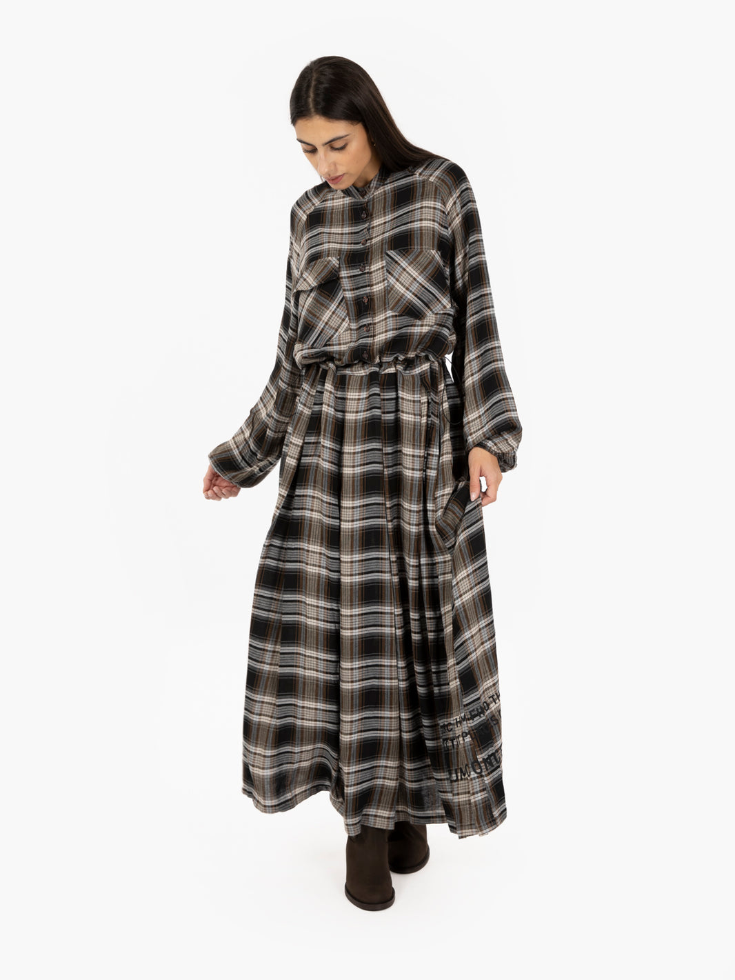 Long multicolored tartan dress