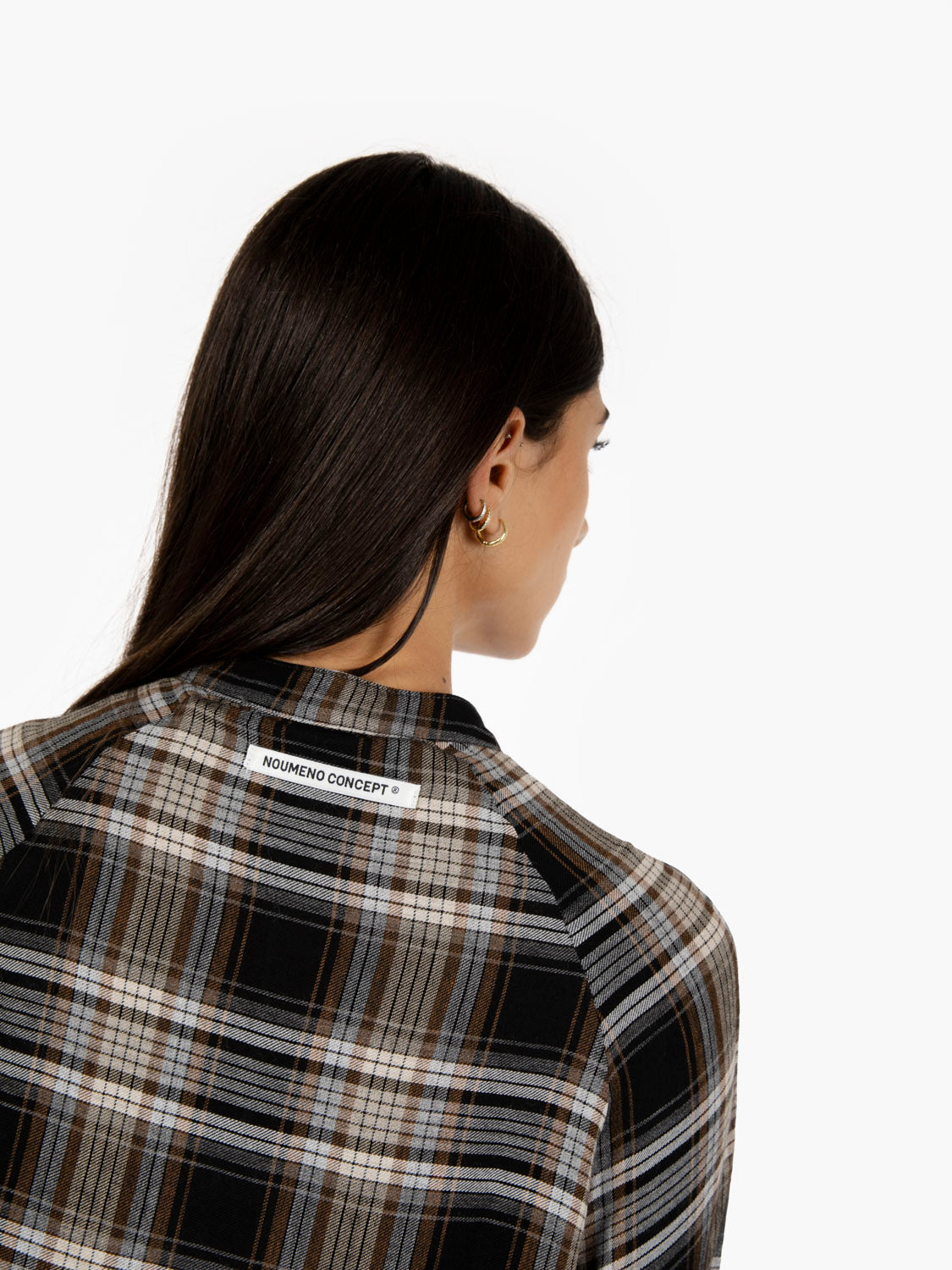 Long multicolored tartan dress