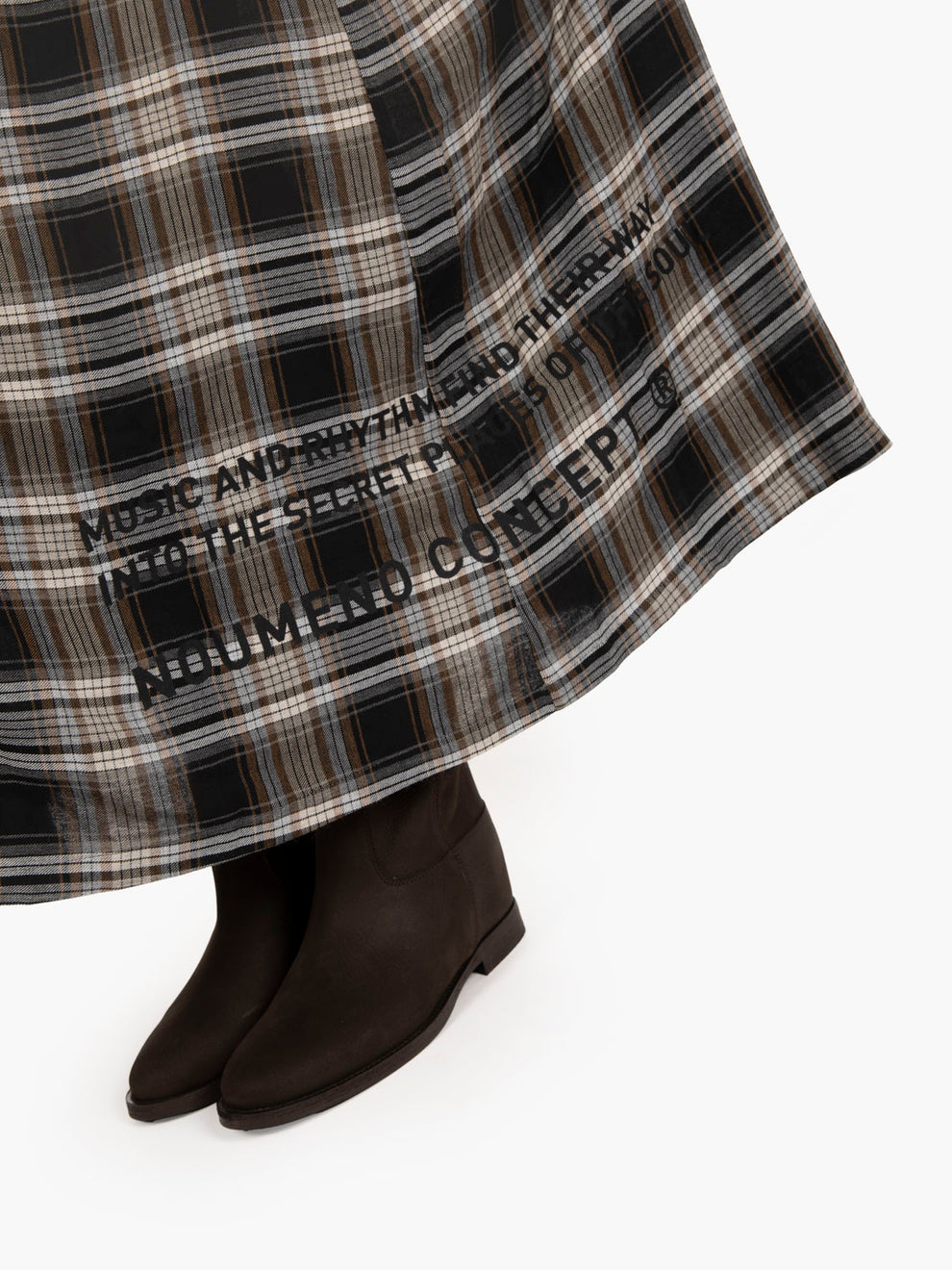 Long multicolored tartan dress