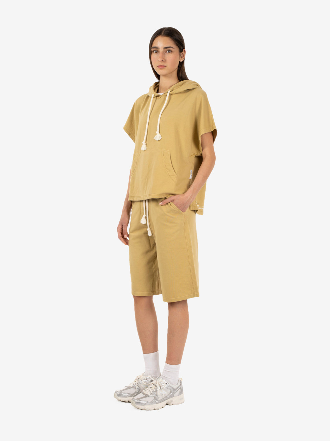 Khaki drawstring shorts