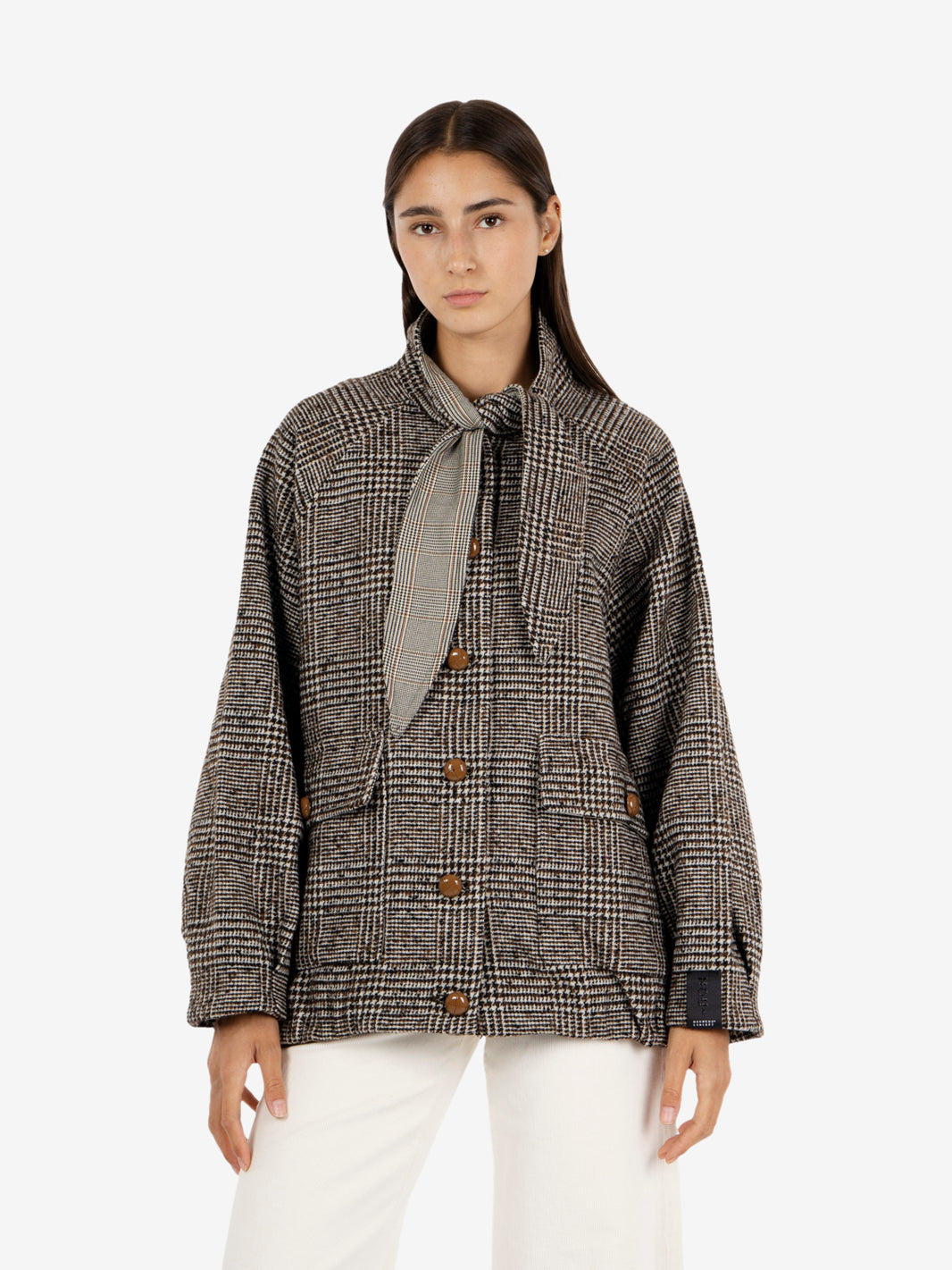 Black/white houndstooth coat
