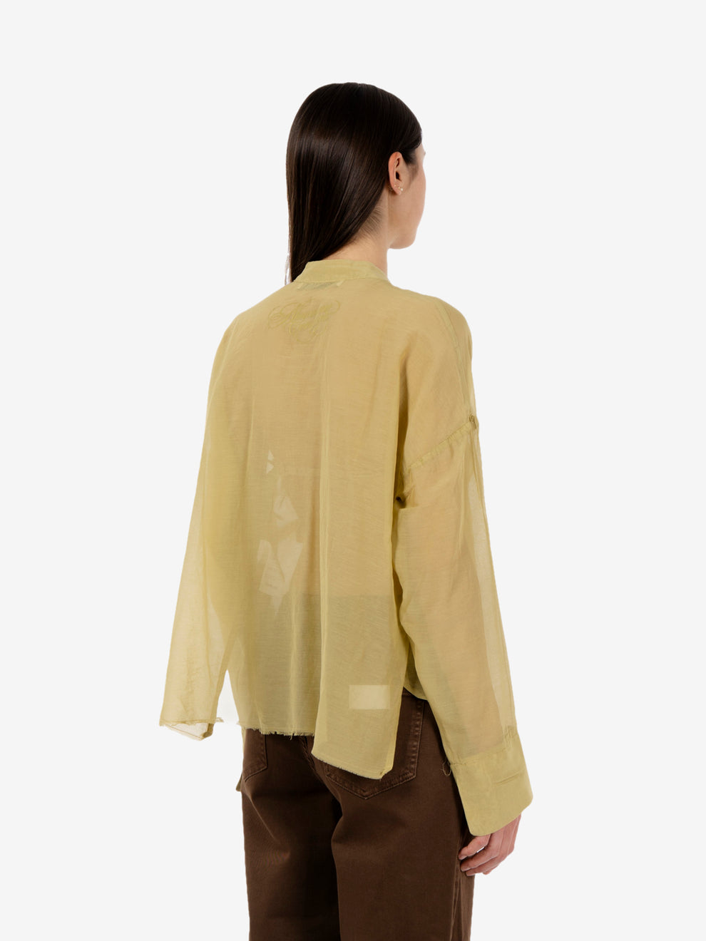 Khaki ruffle shirt