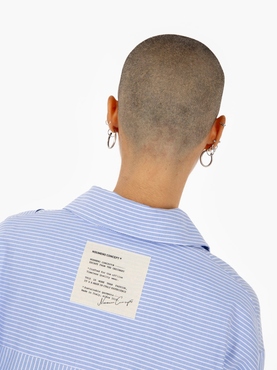 Camicia over a righe azzurra