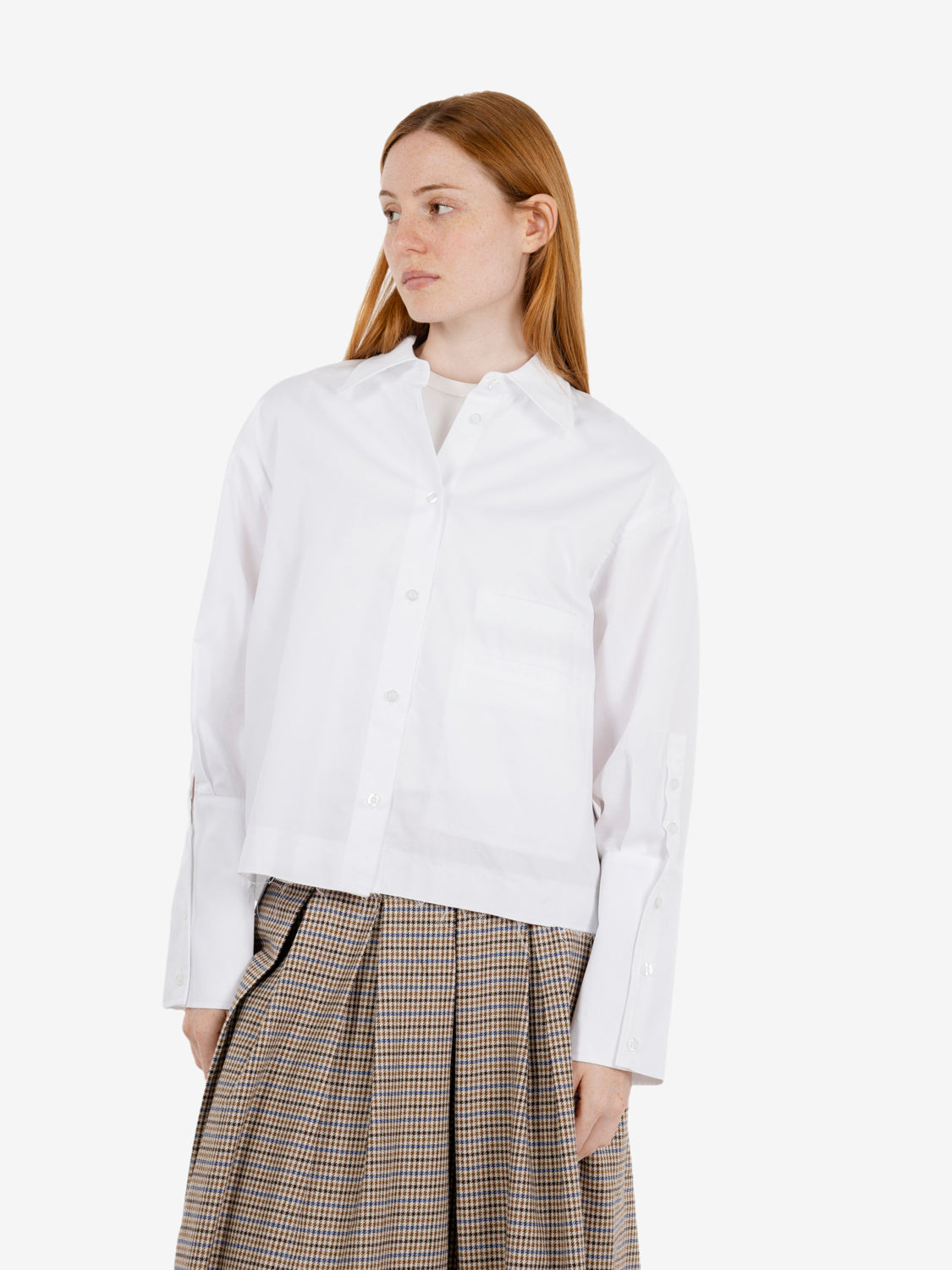 Polo shirt with maxi cuffs white