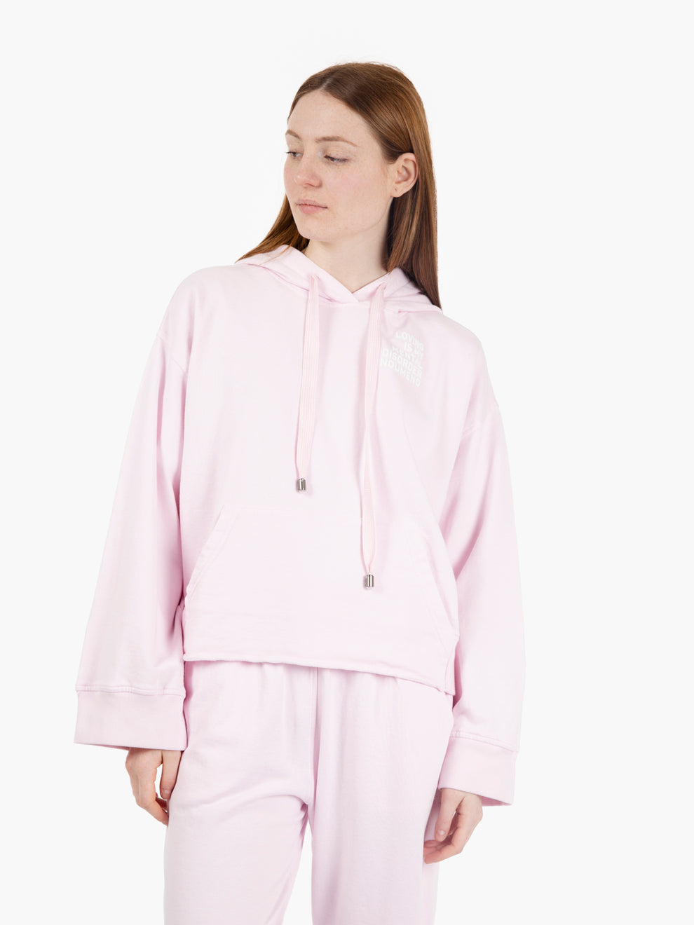 Felpa con fondo asimmetrico rosa