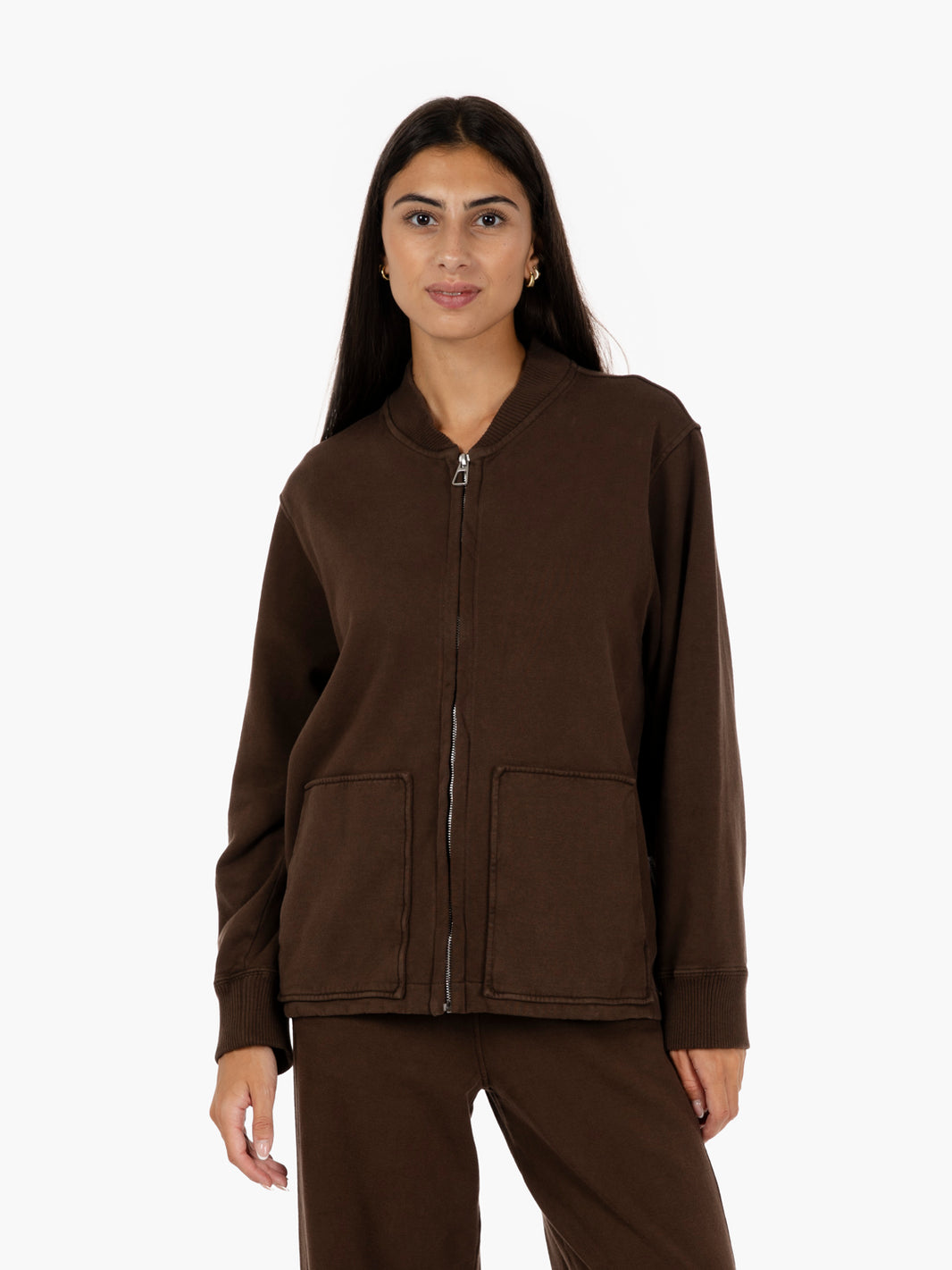 Zip-up sweatshirt with cocoa pockets