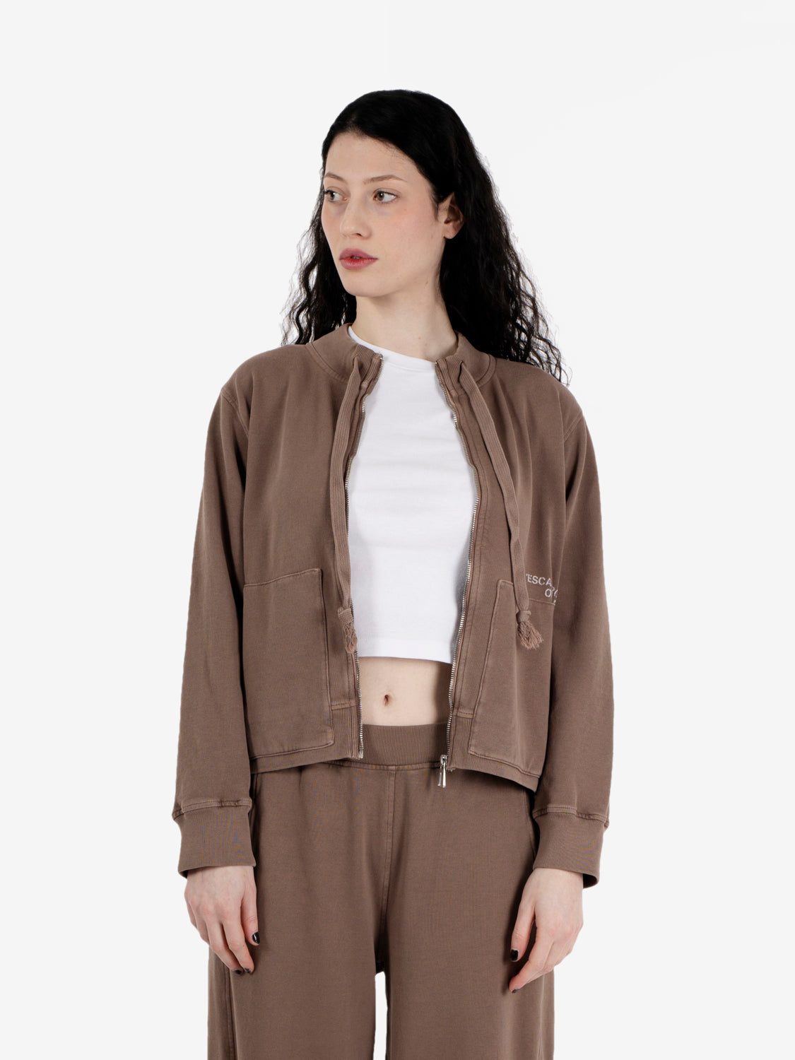 Felpa con zip tobacco