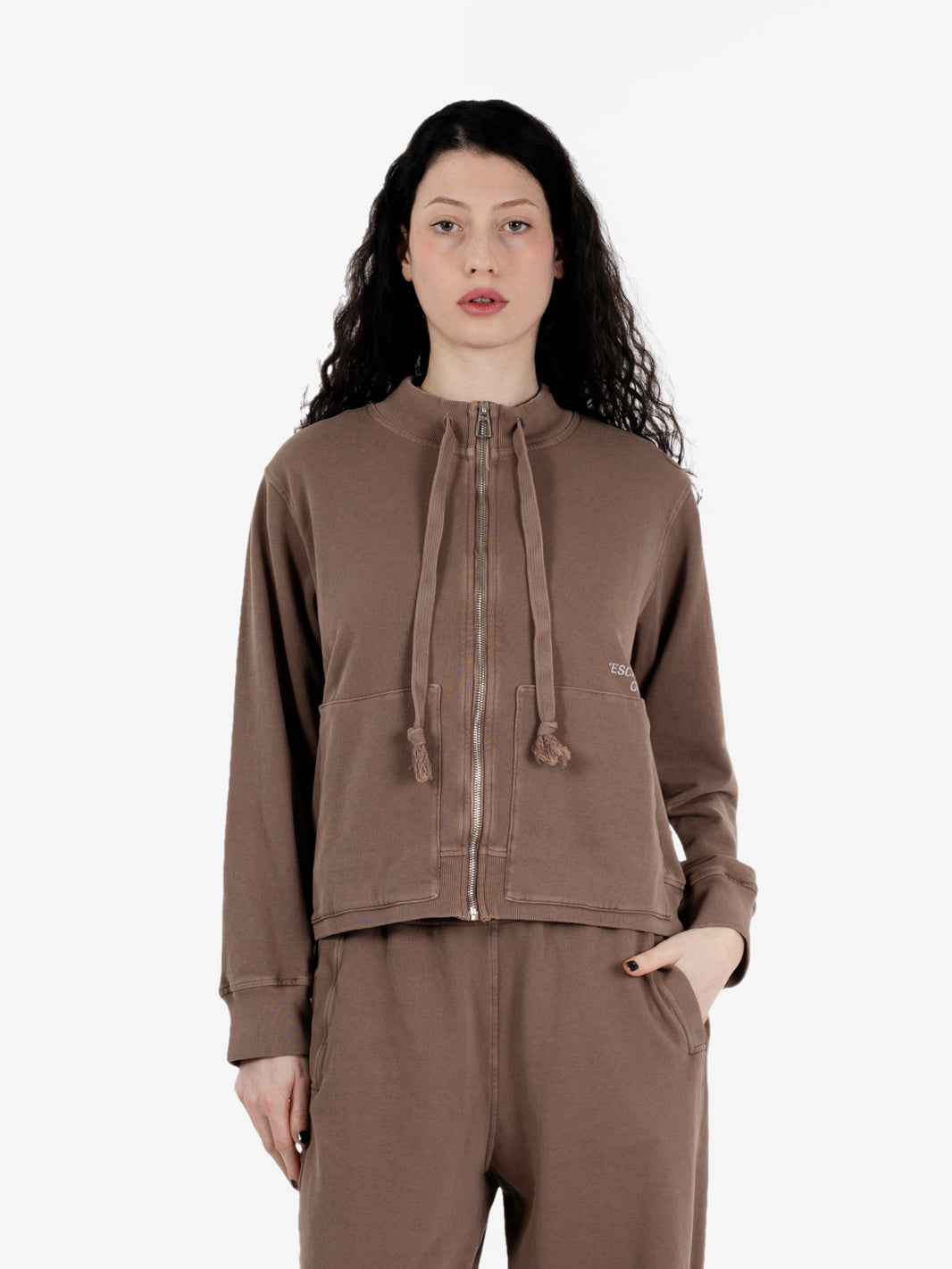 Felpa con zip tobacco