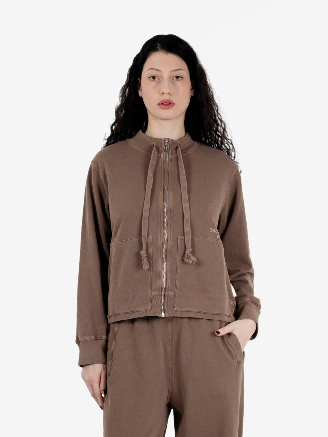 Felpa con zip tobacco