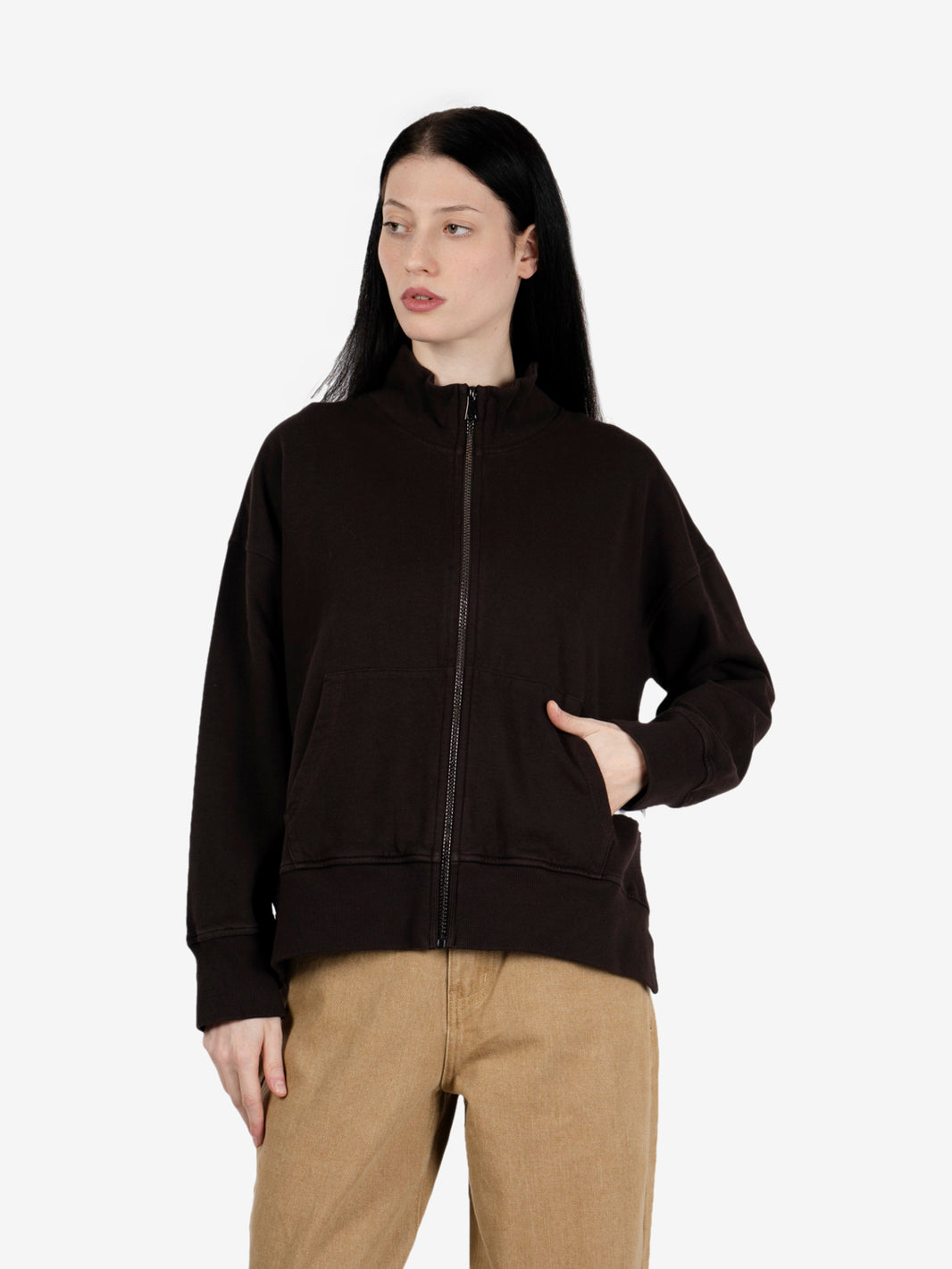 Felpa full zip cioccolato