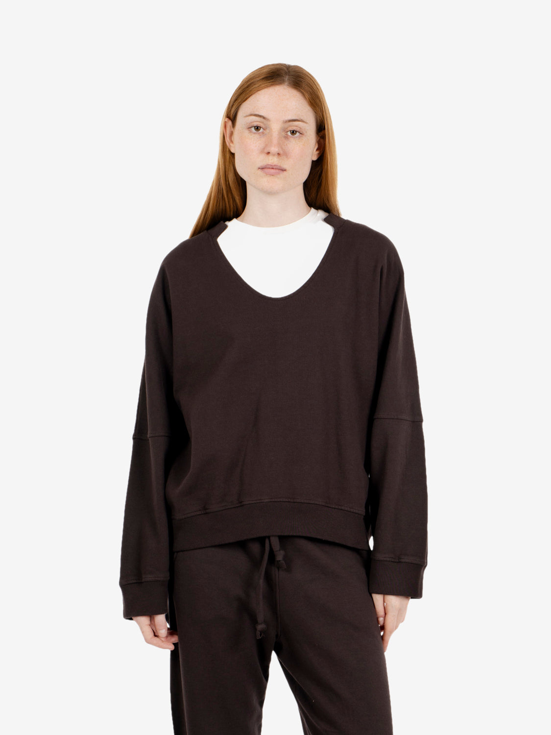 Chocolate V-neck sweatshirt