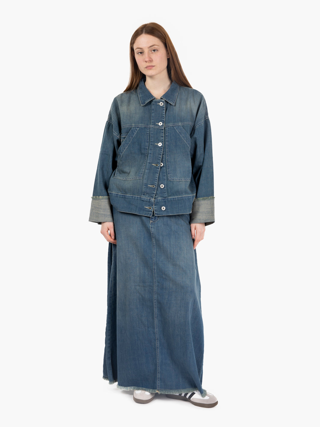 Giacca in denim con falde blu dirty